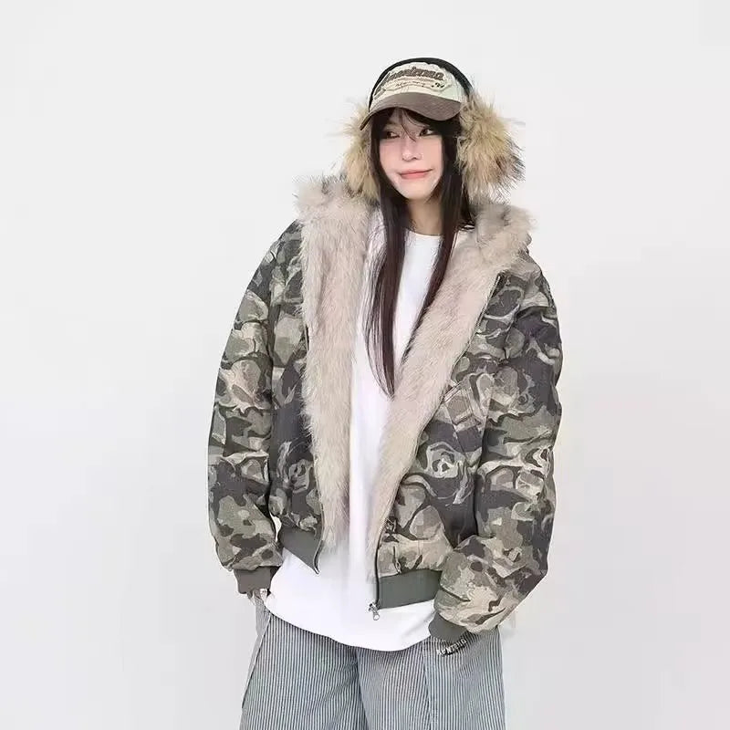 Street Zipper Hoodie - Camouflage Y2K Hip Hop Gothic Coat
